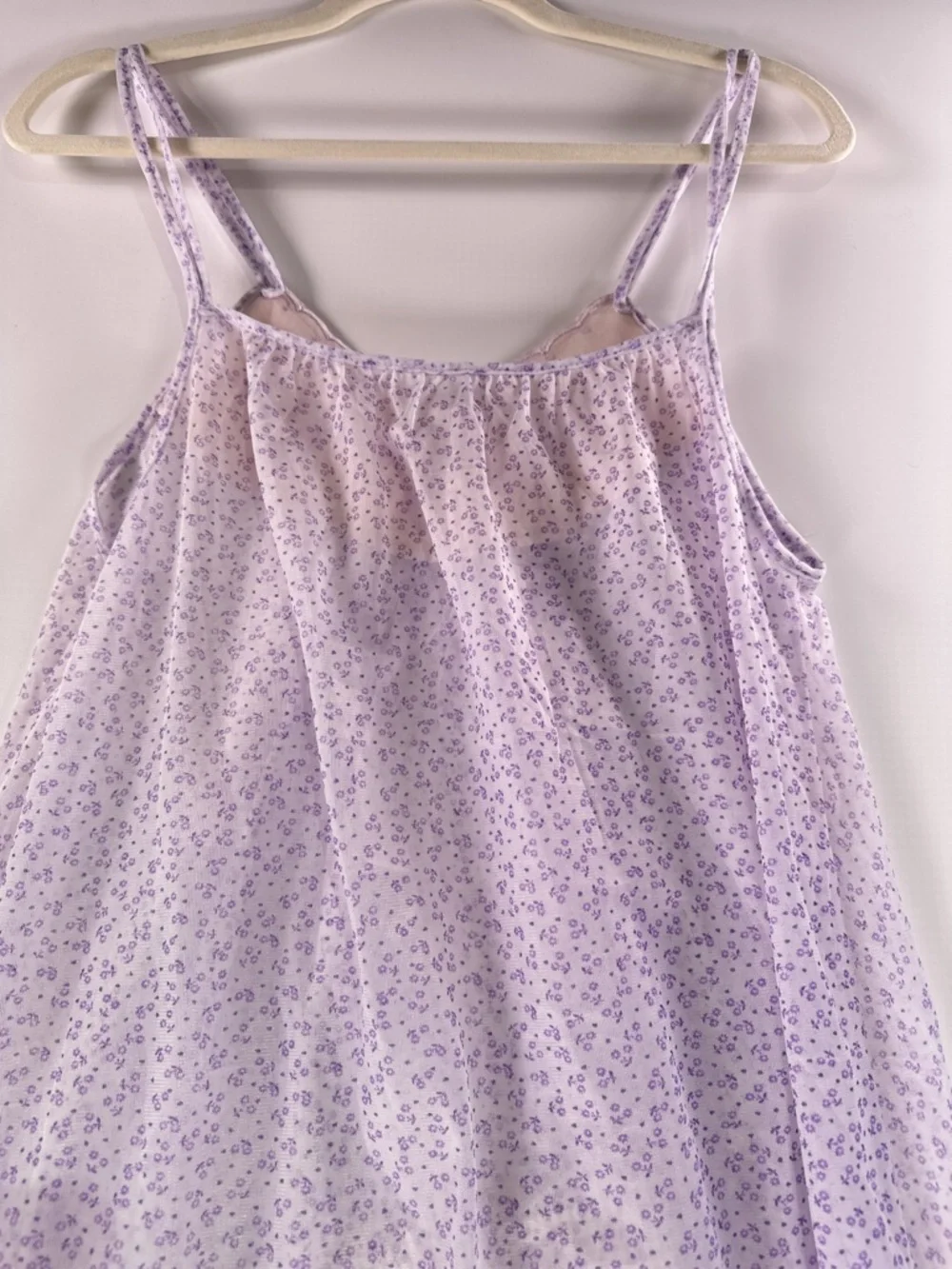 Cancan Vintage Coquette Purple Floral Sheer Embroidered Slip Small